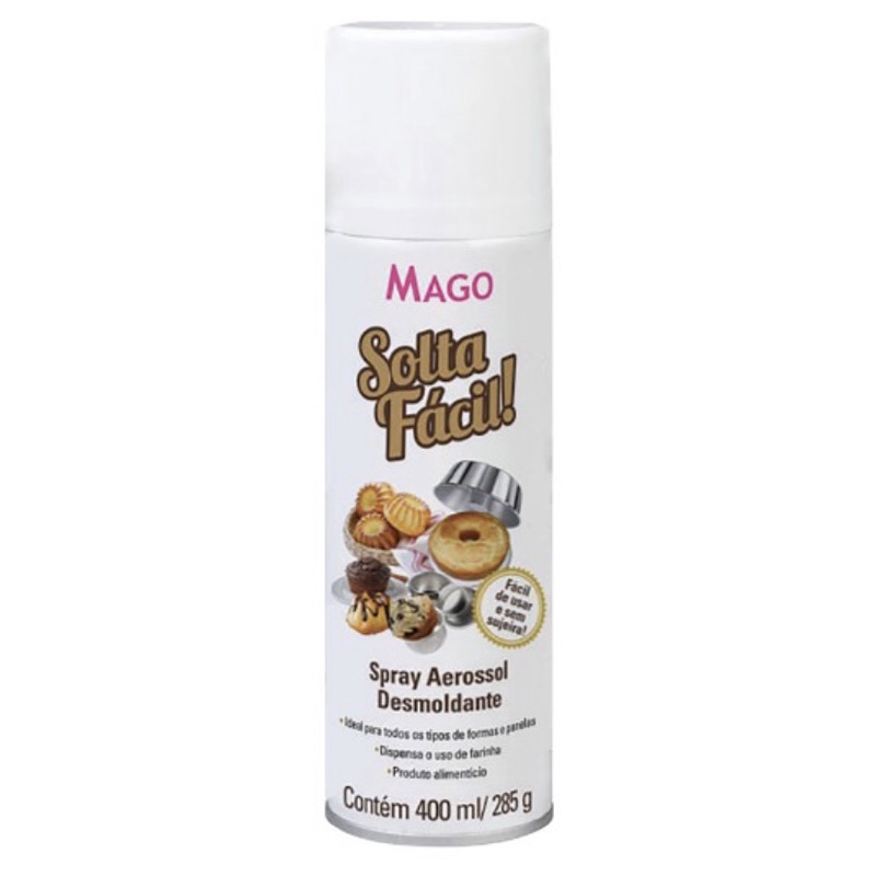 Desmoldante Spray Solta Fácil 400ml Mago Antiaderente Culinário Para Forma Untar Assadeira De Bolo Torta Confeitaria
