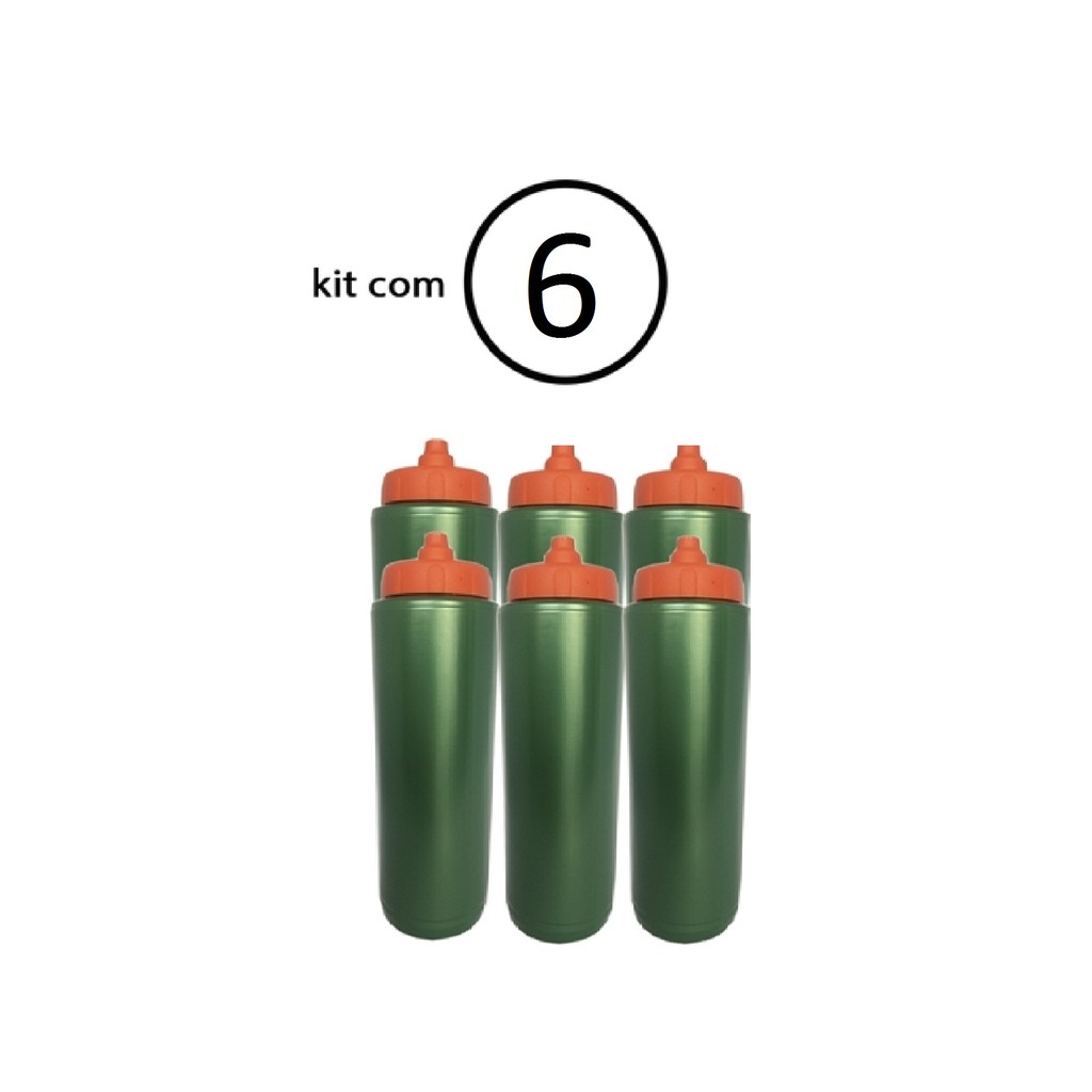 Kit com 6 Squeezes Automatico Tipo Gatorade 1lt Rythmoon Verde com tampa Laranja