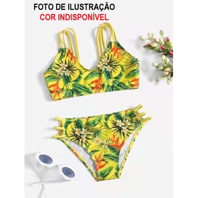 CONJUNTO BIQUINI JUVENIL ESTAMPADO MODA PRAIA 2023 HT VEST A1035/YY05