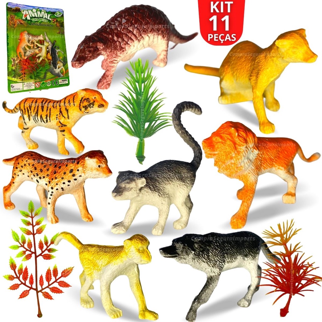 Kit Animais Borracha Selvagem Brinquedo Fazenda Safari
