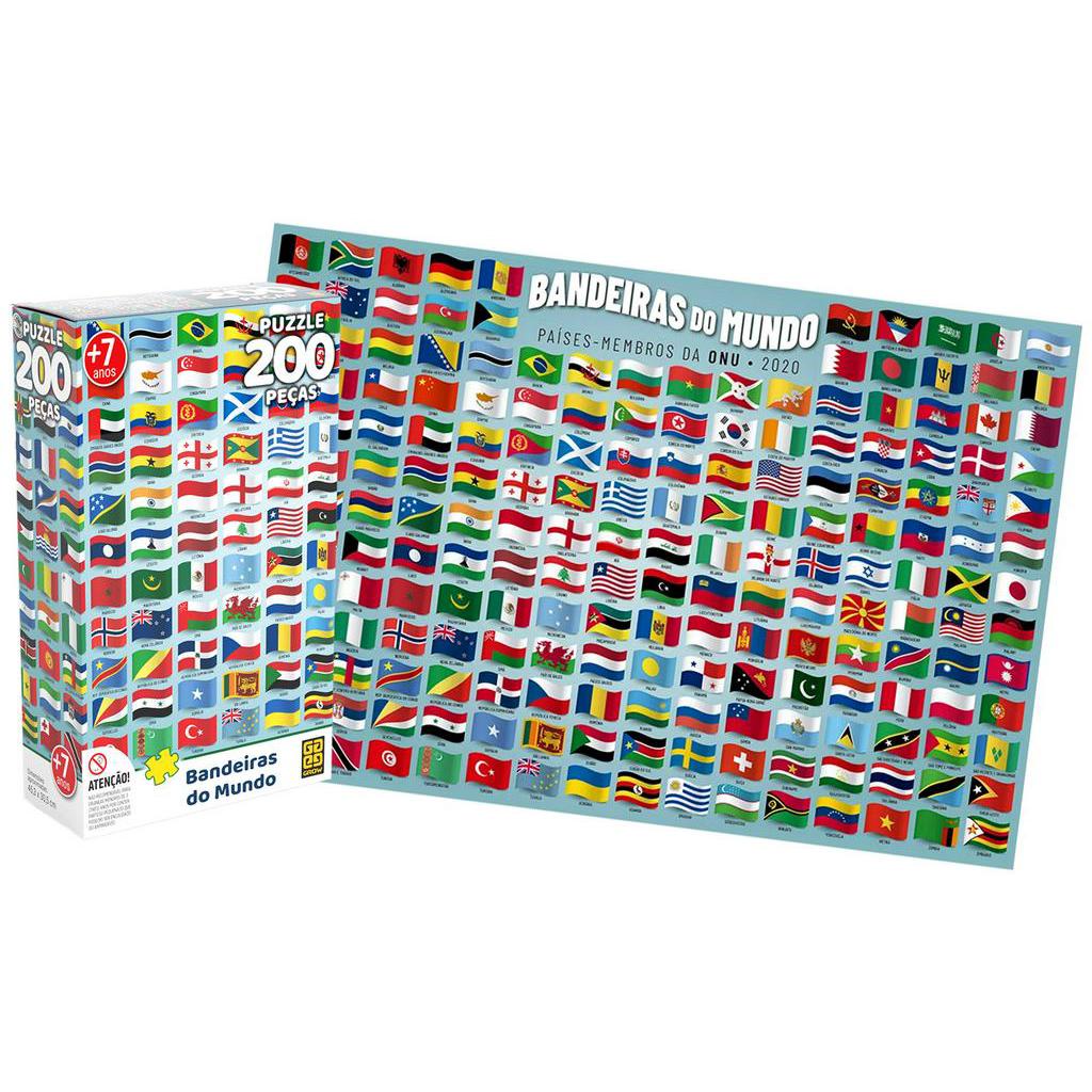 Quebra Cabeça Puzzle Bandeiras Do Mundo 200 Peças Grow 4034 | Shopee Brasil