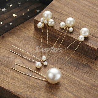 Conjunto De Grampos De Cabelo Em Formato De U Com Pérolas Para Noivas/Casamentos