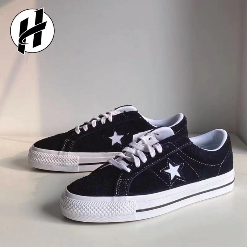 Converse One Star OX Camur a R tulo Preto Bege Branco Escorrega