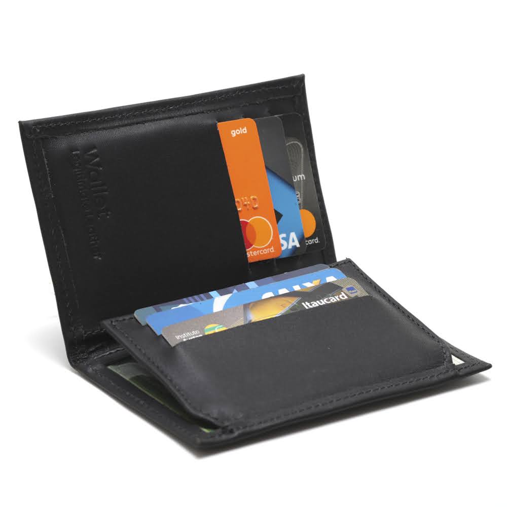 Carteira Masculina Slim Pequena De Couro Legitimo Porta Cartões RG CNH