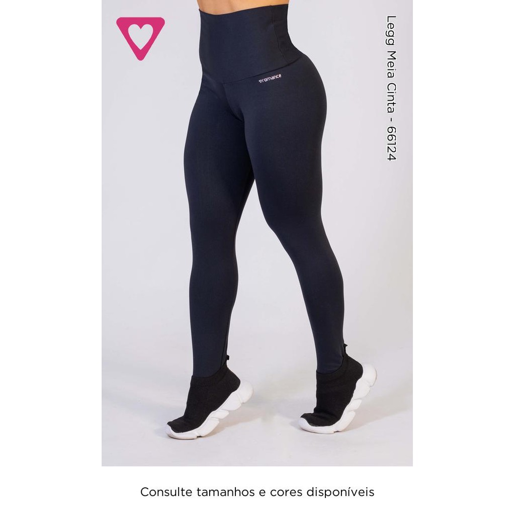 Calça legg meia cinta legging romance cintura alta original