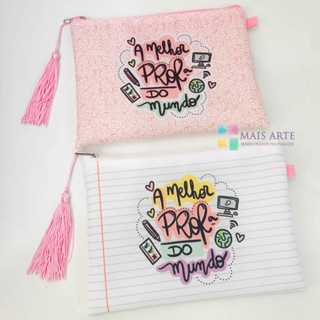 2 necessaires dia dos professores,rosa/branco em Oferta na Shopee