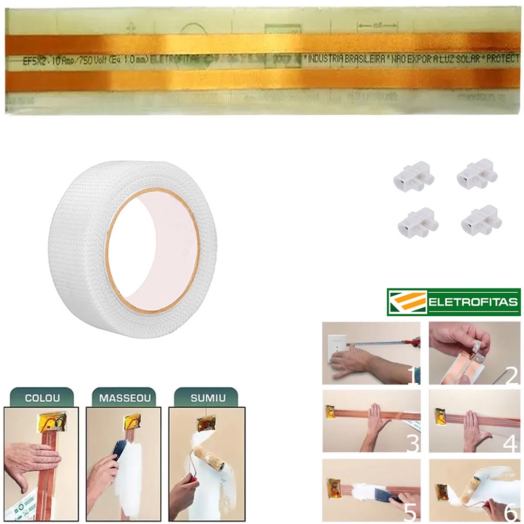 Kit Fita Elétrica Eletrofita 2 Pistas 3 Metros 750v/10amp em Oferta na Shopee