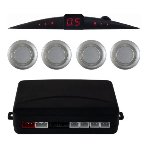 Sensor Estacionamento Re 4 Sensores Display Led Sonoro Prata