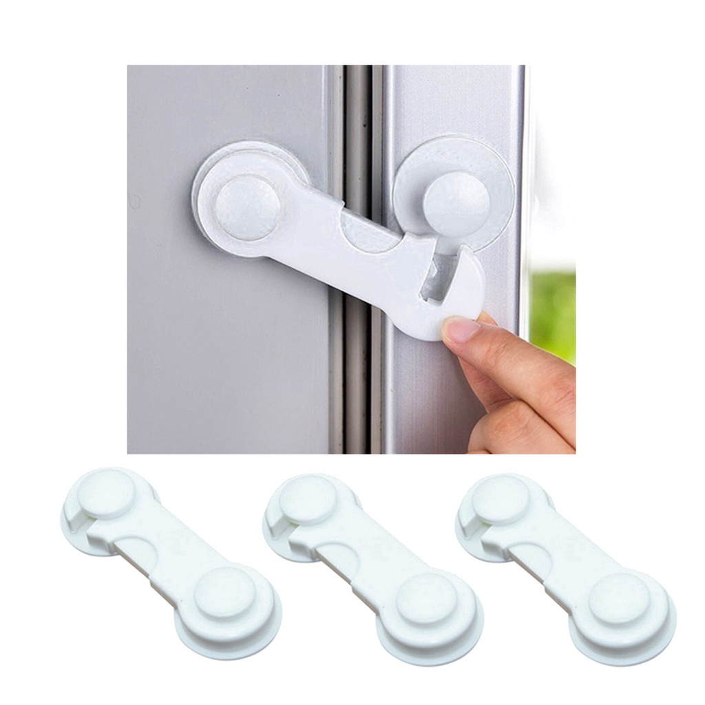 kit com 3 travas para portas armários, gavetas e geladeiras proteção crianças coloridas