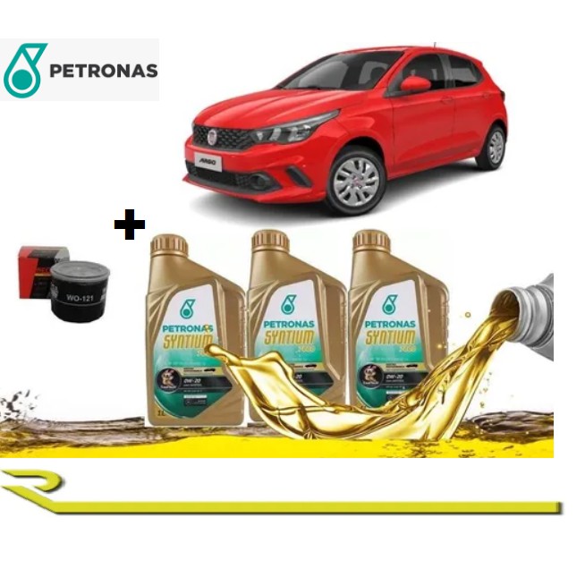 Troca de Óleo 0w20 Petronas Sintético Hybrid Fiat Argo 1.0 Firefly 2017 2018 2019 2020 2021