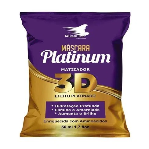 Alise Hair Máscara Matizador 3D Platinum Sachê 50ml