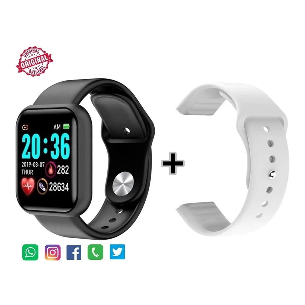 Relogio Smartwatch D20 Para Homens e Mulheres 2 Pulseiras Android Ios iPhone Bluetooth Nova Versão Foto Na Tela Envio Imediato | Shopee Brasil