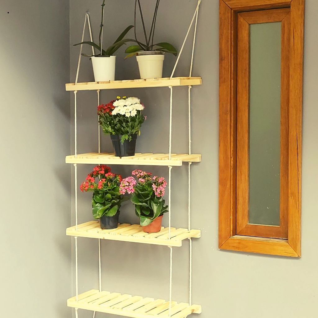 Prateleira Para Suculentas E Cactos  Vasos de  Flores  Madeira ripada 4prt em Oferta na Shopee