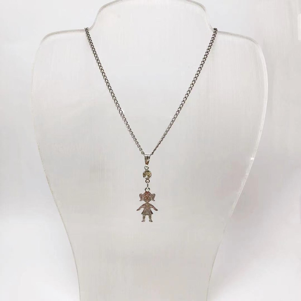 Colar Com Pingente De Menino(a)/Duas Menino(a)/Um Menino e Um Menina/3Criança/Colar Com Pingente Aço Inox/Prateado