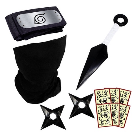 Kunais E Shurikens Com Balaclava Hokage 2 Shuriken Kit Novo