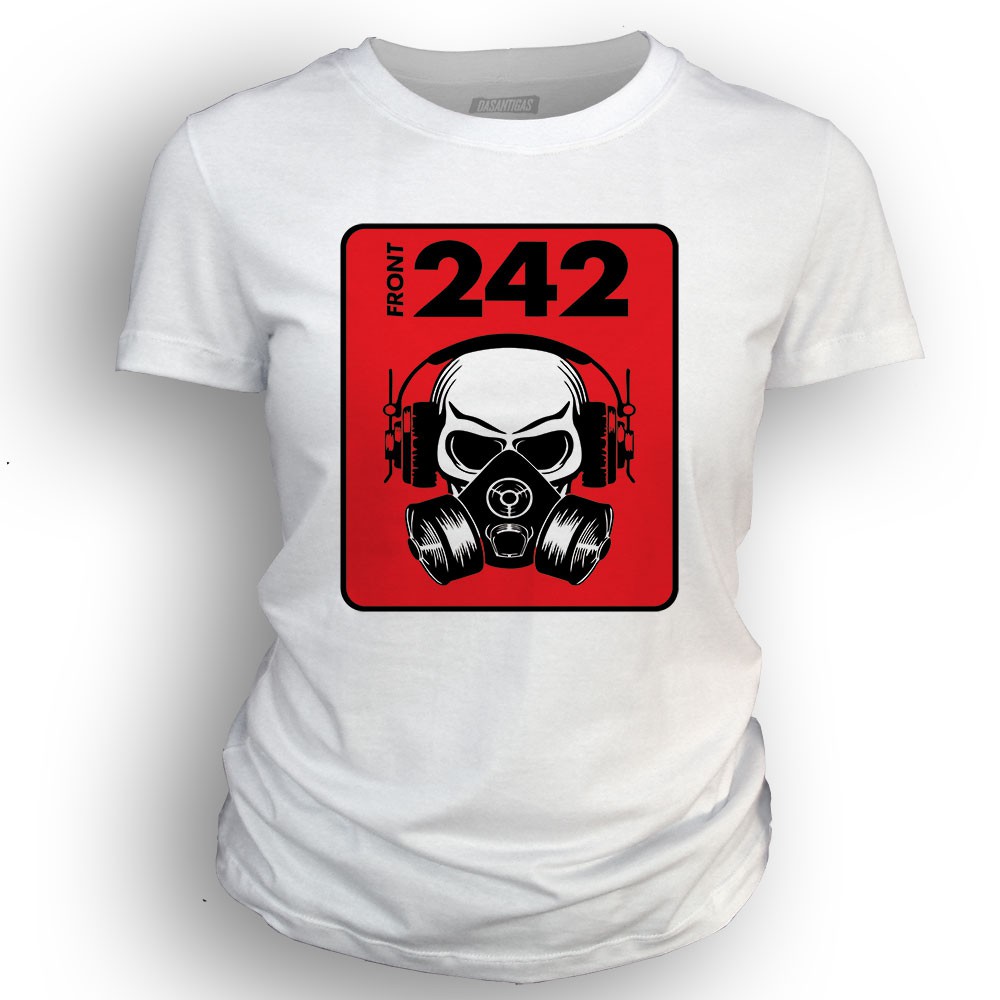 Camiseta Feminina 100% algodão Dasantigas estampa Front 242 em serigrafia (silk).