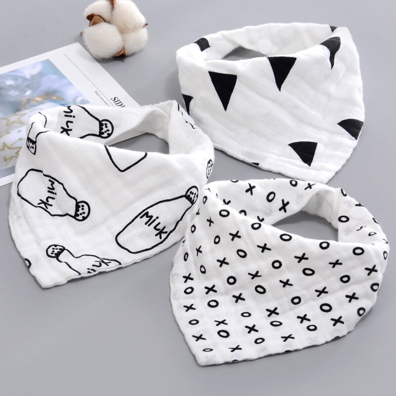 Toalha Baby Gauze Triângulo Drool Impresso Bib 4/8 Camadas
