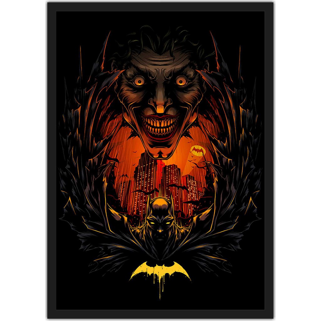 Quadro Decorativo Abstrato Coringa Joker Cinema Salas Quartos Com Moldura T01 PP