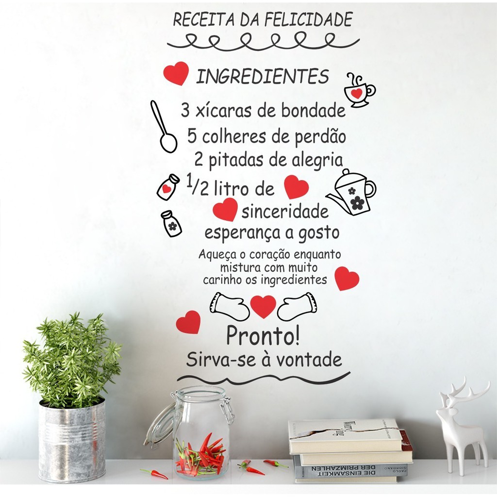 Adesivo Decorativo Parede E Geladeira Receita Da Felicidade - Home & Living