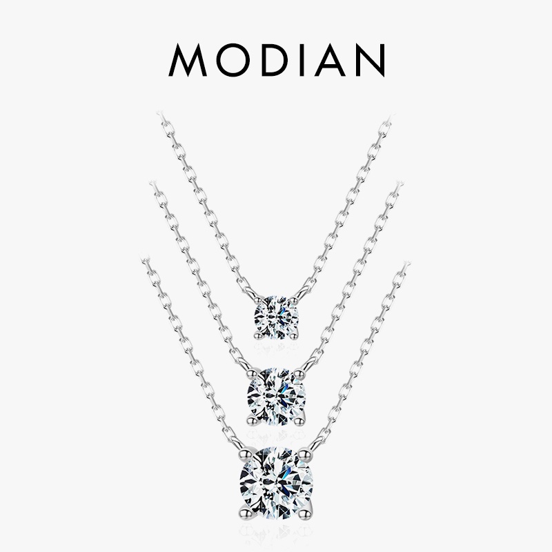 Marcas Modian Simples Prata Esterlina 925 Corte Geométrico Zircônia Cintilante Colar Para Jóias De Noivado De Casamento Feminino