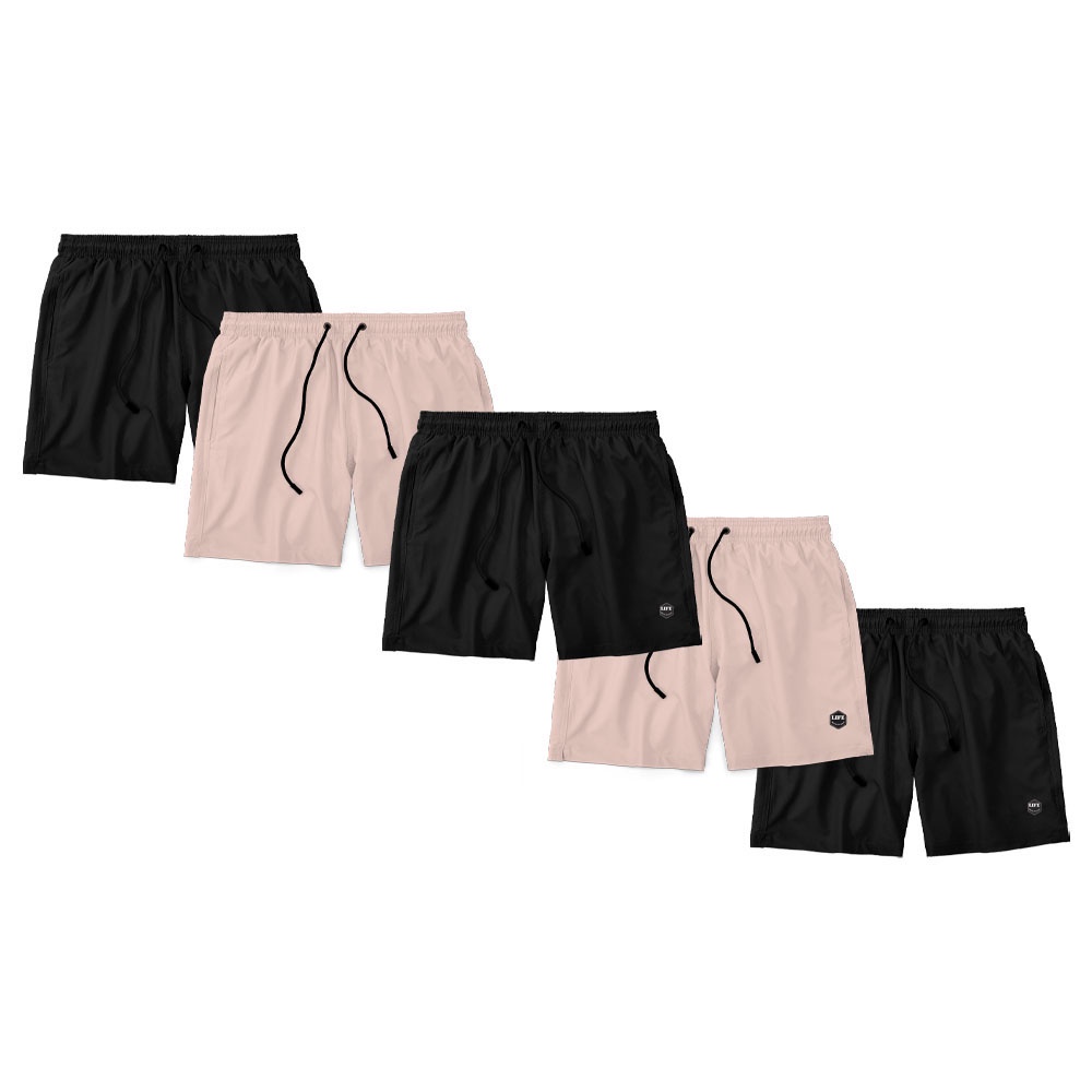 Kit 5 Shorts Bermuda Life Masculino Casual Básico Mauricinho Tactel 04