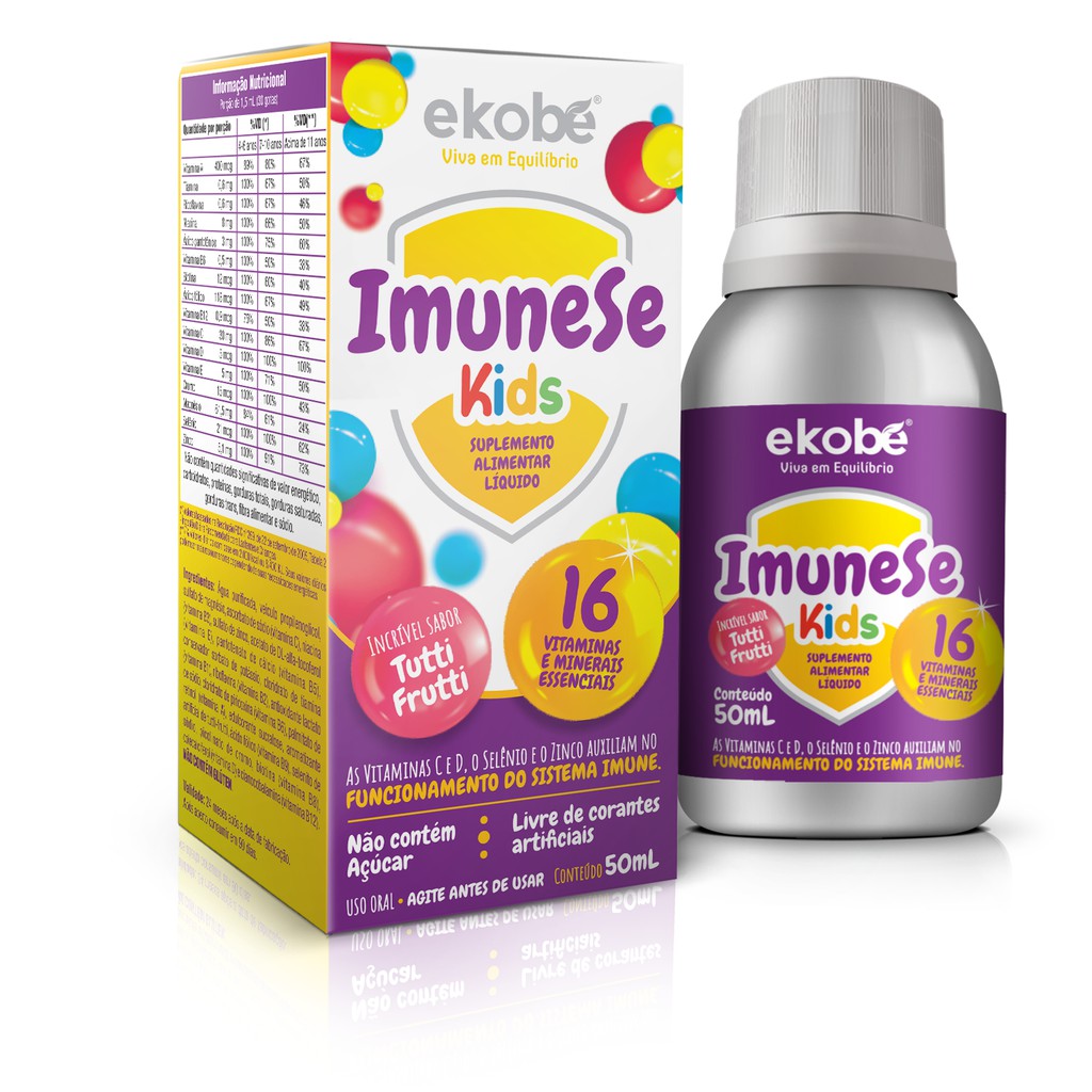 Imunese Kids Líquido - 16 Vitaminas E Minerais 50ml - Suplemento para ...