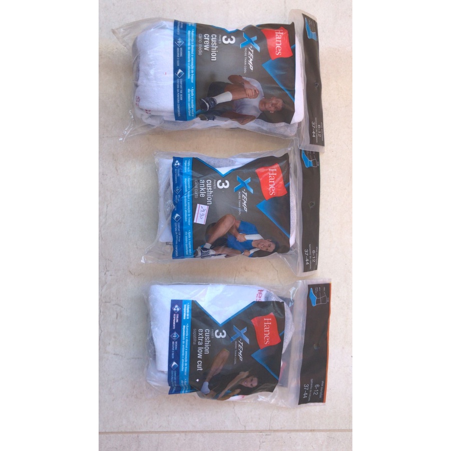Meia Masculina Hanes Sapatilha, Cano Curto, Cano Medio Kit Com 3 Pares