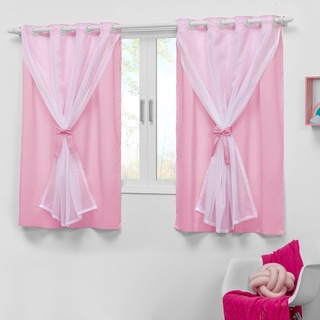 Cortina para quarto de bebê 2,20x1,30 voal menina Teen