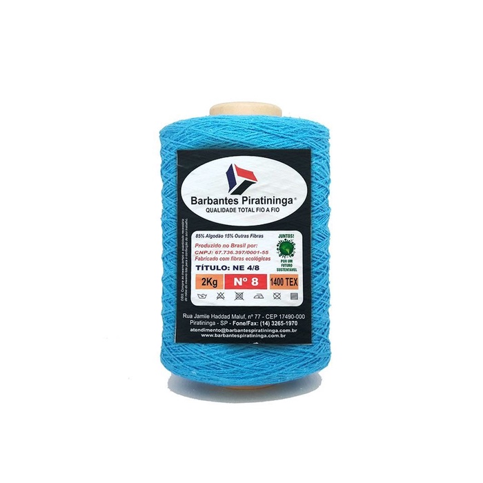 Barbante 2Kg Colonial Piratininga Big Cone Número 8 Azul Turquesa