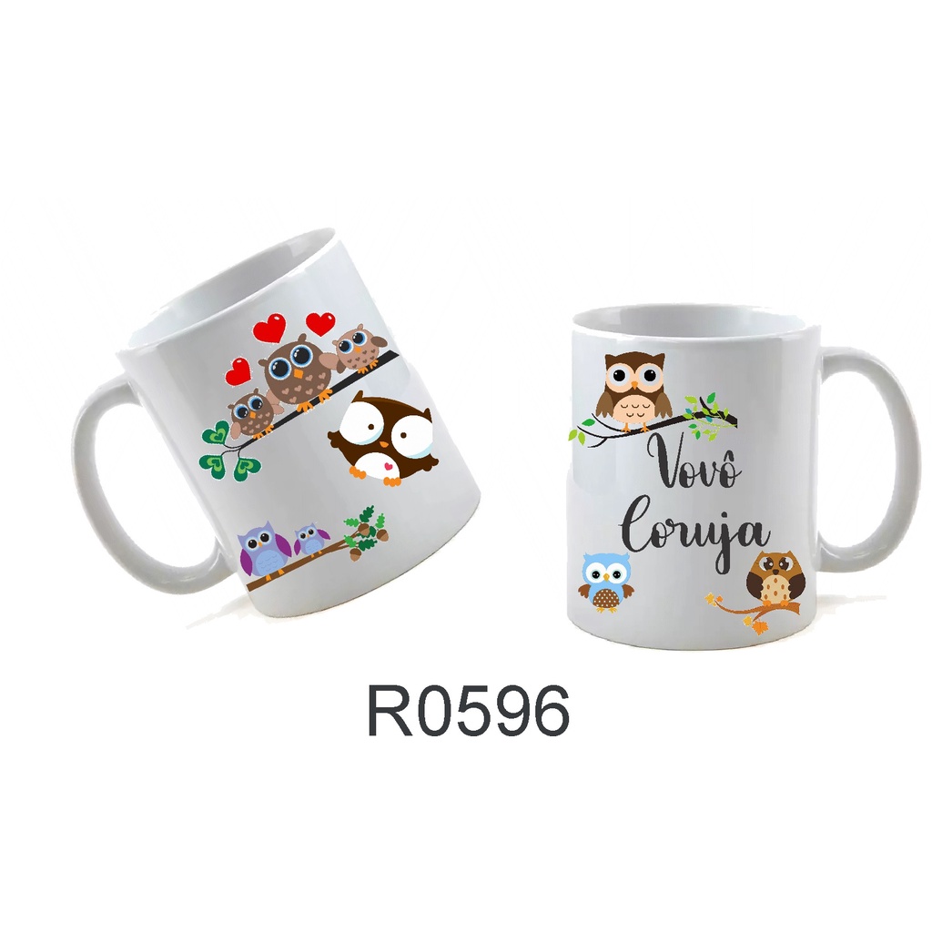 Caneca Porcelana Presente Criativo Vovô Coruja Coruj R0596 presente para dia dos avós