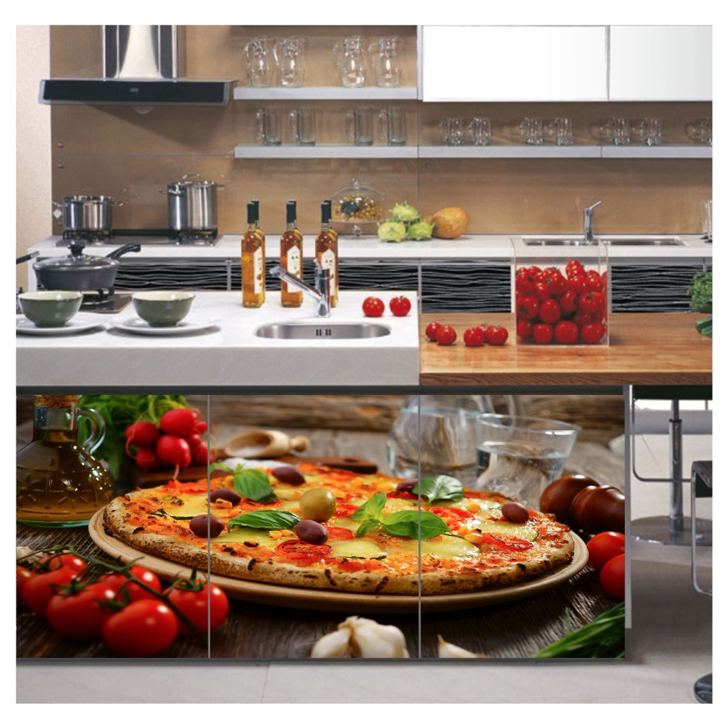 Adesivo Comida Painel Papel Parede Cozinha Pizza Massa Pizzaria M53