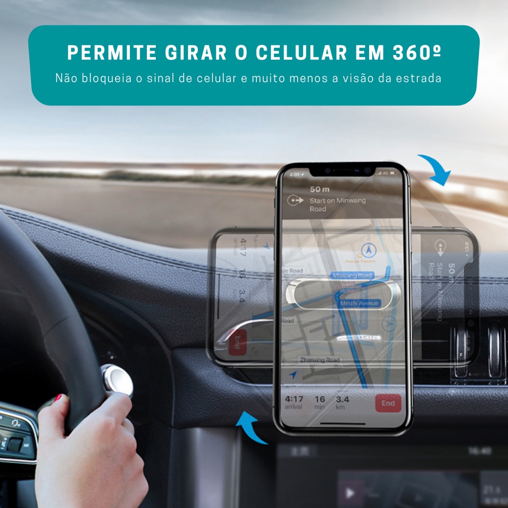 Suporte com Imã Magnético para Celular em Carros e Outras Superfícies