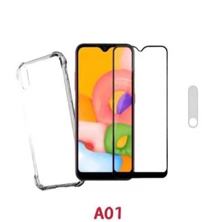 Kit Capa Case Capinha Anti Shock Samsung Galaxy A01 + Pelicula Vidro 3D/9D + Pelicula Camera