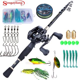 Vara de Pesca Carretilha de Pesca Sougayilang 1.8-2.4M Fishing Line Fishing Hook Fishing Lure Fishing Baits 12+1 Ball Bearings 7.2:1 Gear Ratio Max Drag 10kg