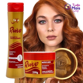 Kit Shampoo Revitalizante e Máscara de Tratamento Ativador de Tons Ruivos e Acobreados Naxos