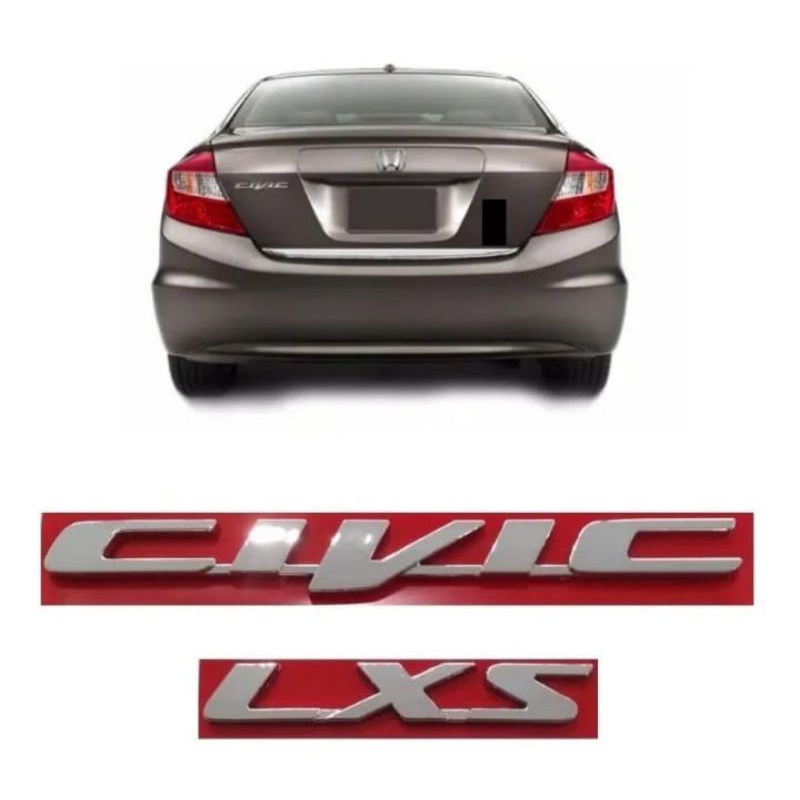 emblema letreiro Civic LXS ano modelo 2012 até 2016 porta-mala