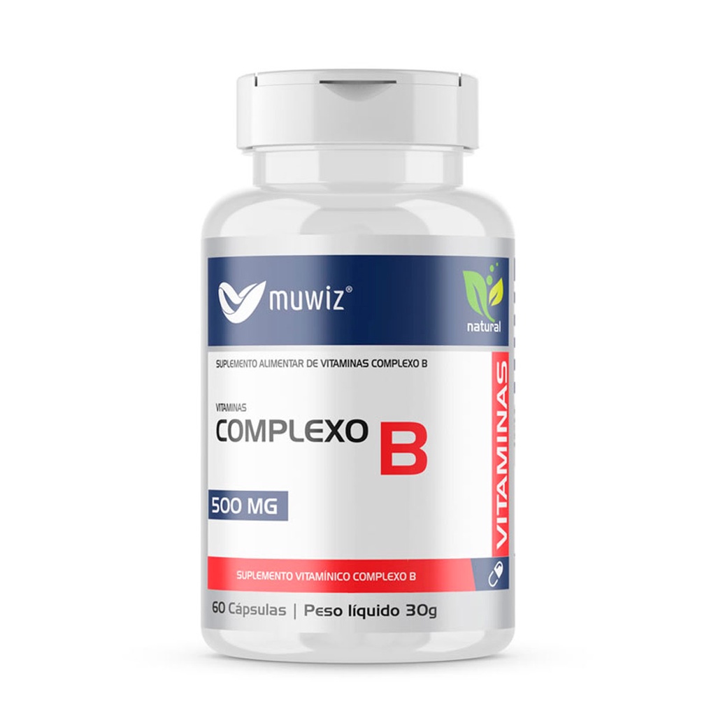 Vitaminas do Complexo B Muwiz 60 Cápsulas 500mg - Produto Original