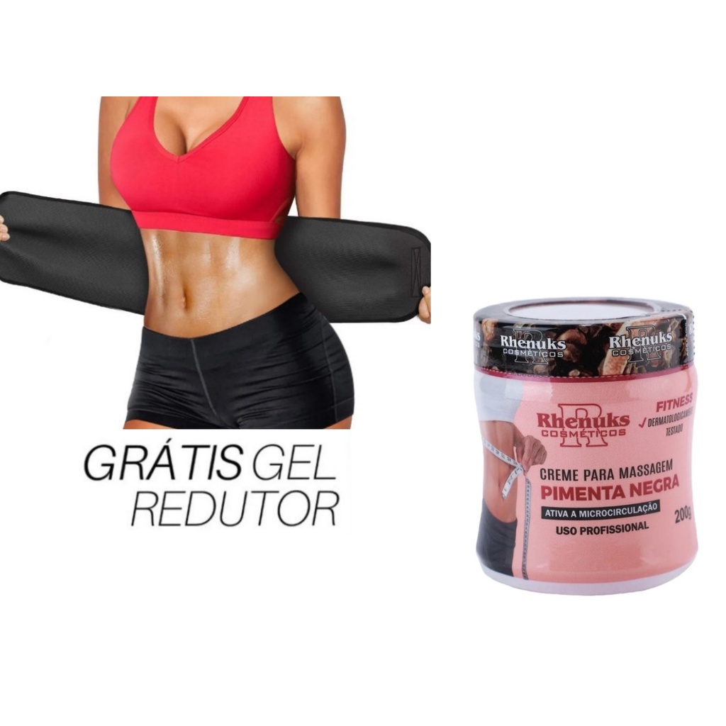 Kit Creme Redutor Pimenta Negra Rhenuks + Cinta Modeladora Slim Belt