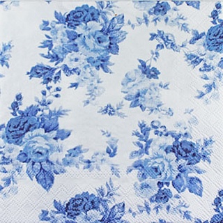 Guardanapo para Decoupage Cod50 Flores azuis - KIT COM 2 UNIDADES IGUAIS - Guardanapo para Artesanato