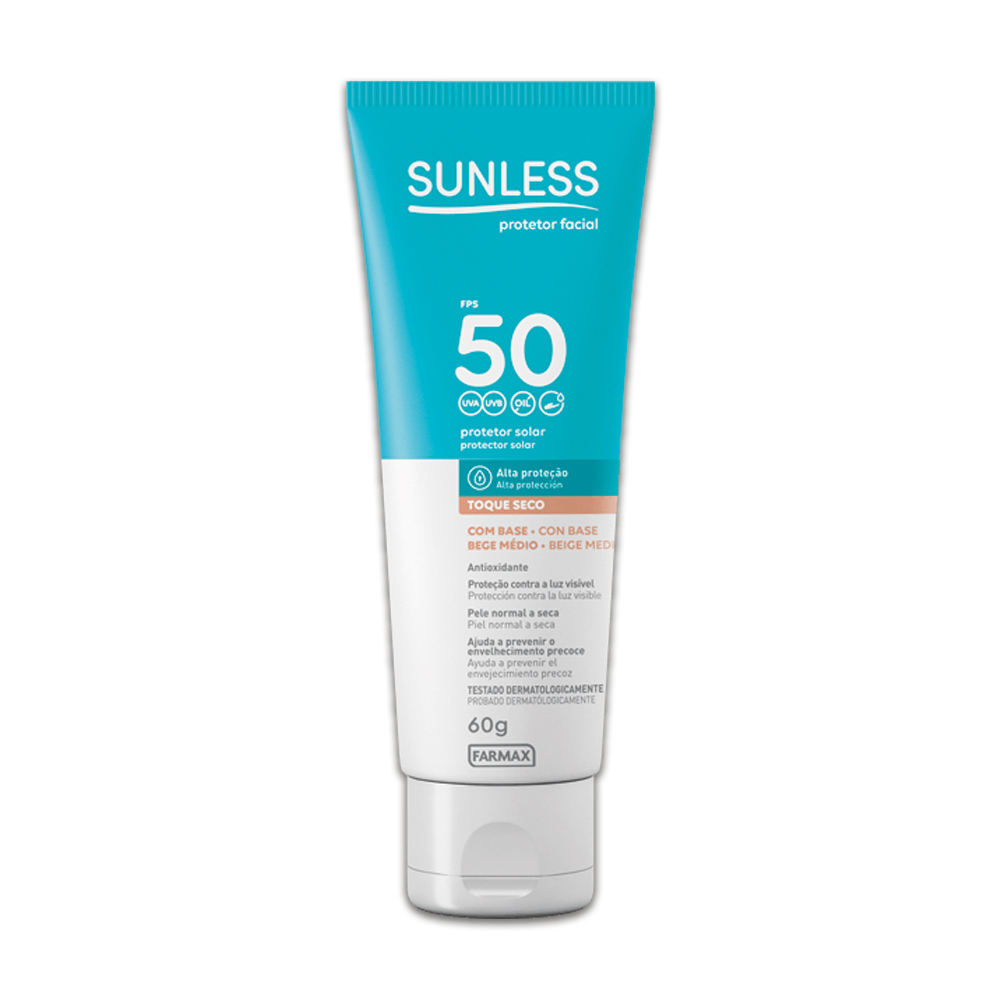 Protetor Facial Sunless Fps50 Base Bege Médio 60g Farmax