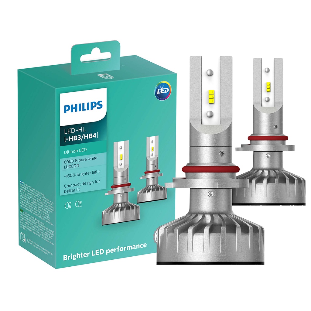 Lâmpada Philips Led Ultinon HB4 / HB3 Par 6000K Farol Neblina + 160% Iluminação