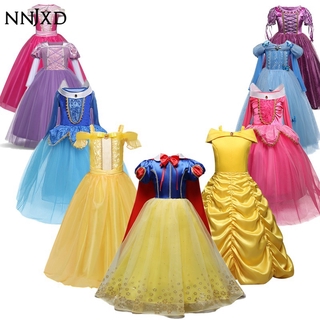 Branca De Neve Meninas Vestido Bella Elsa Cosplay Traje Crianças Bela Ea Fera Vestidos De Festa Fancy Dress Longo Manto Vestir