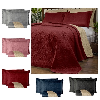 Cobre leito Dupla Face Colcha Floral Opção CASAL PADRÃO, QUEEN 3 peças ou SOLTEIRO 2 peças Diversas Cores Envio Imediato