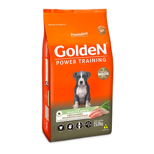Ração Golden Power Training para Cães Filhotes Sabor Frango e Arroz - 15Kg