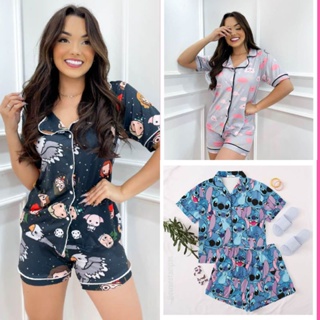 Pijama Americano short adulto botões Personalizado Fotos em Oferta na Shopee