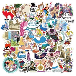 Conjunto De 50 Adesivos Decorativos De Bagagem Impermeável Com Desenho Alice No País Das Maravilhas
