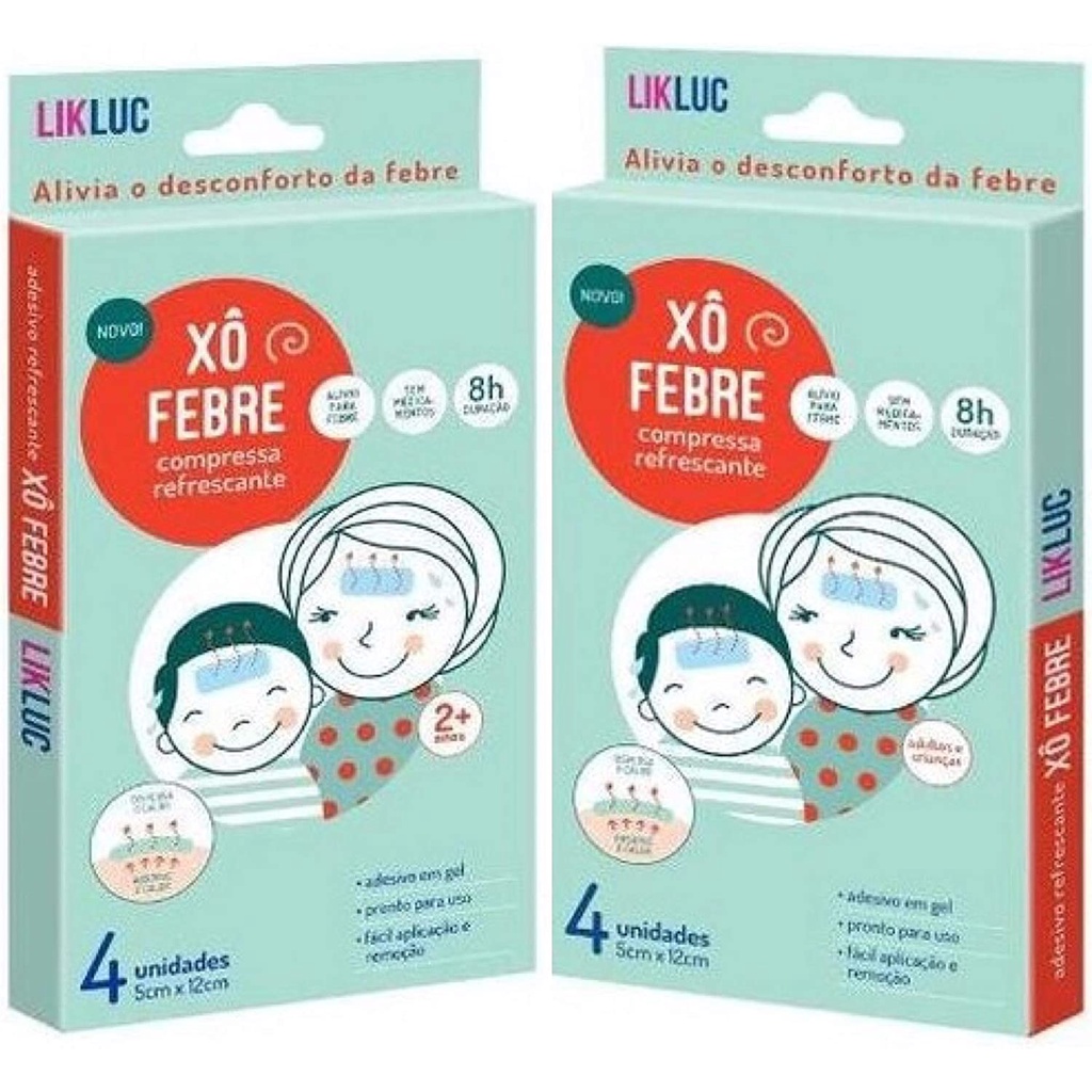 2 Kits Xô Febre Adesivo Gel Alívio da Febre Compressas refrescantes Bebê Conforto Térmico Premium