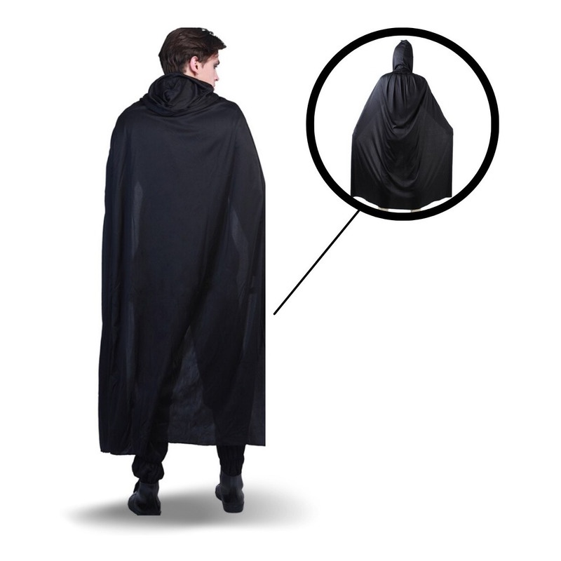 Capa Preta de adulto com Touca para halloween vampiro bruxa drácula a pronta entrega Capa Halloween
