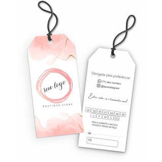 1000 - Tag roupa personalizada com corte chanfrado em Oferta na Shopee