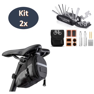 Kit De Manutenção Reparo E Remendo P/ Bike Bicicletas Chave Allen + Bolsa Selim Banco Porta Objetos